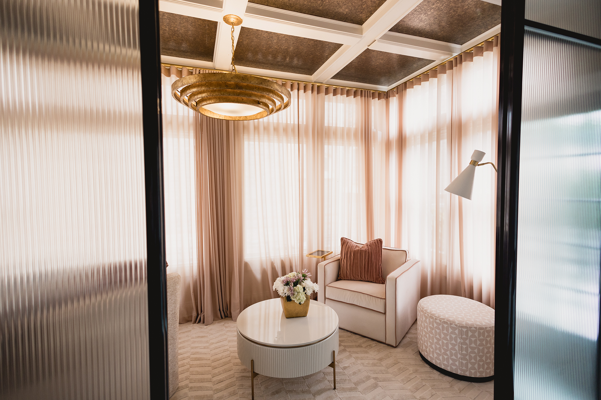 One of the beautifully styled rooms inside Sarah St. Amand’s Brantford design house, showcasing her elegant and modern approach to interior design.