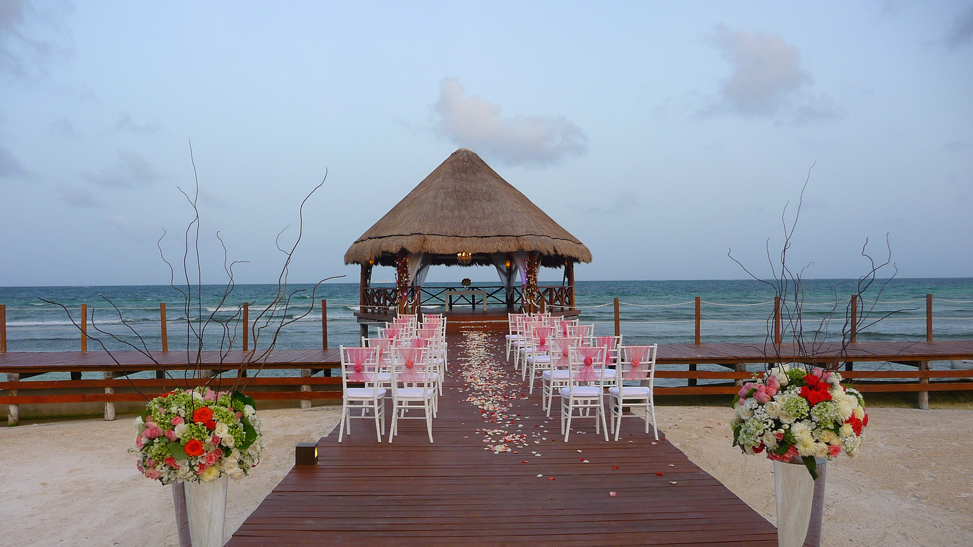 destination wedding on sandy beach with ocean backdrop