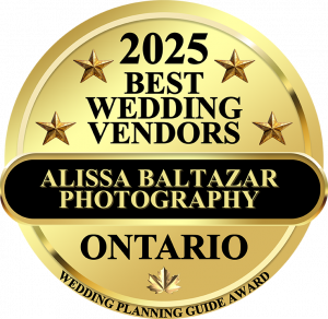 Alissa baltazar photography win 2025 best wedding vendor ontario award.